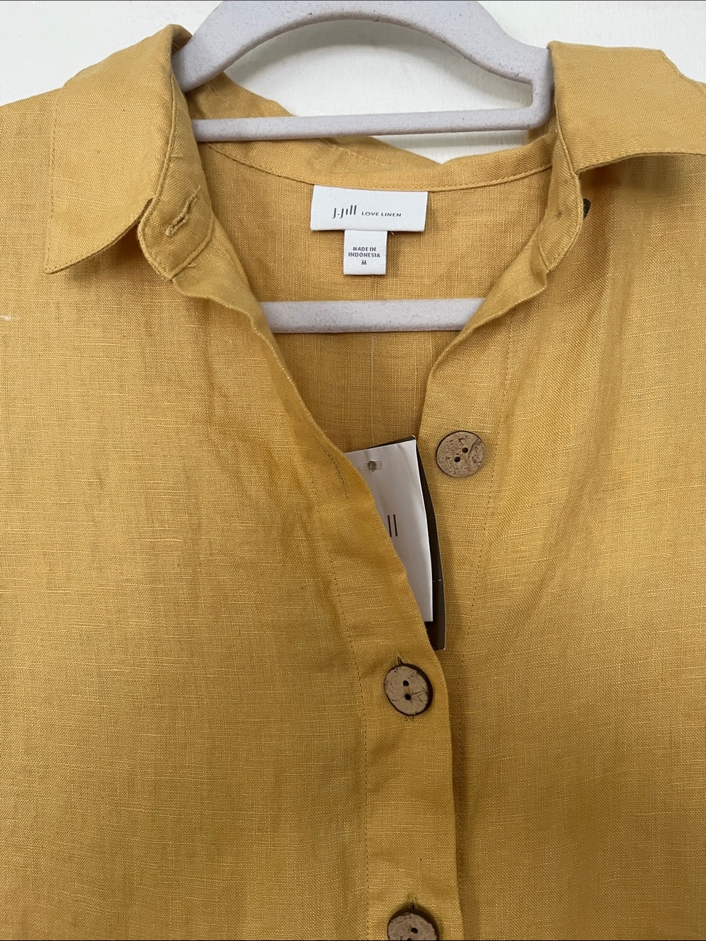 J. Jill Mustard Yellow Linen Button-Front Shirt dress - Picture 2 of 5
